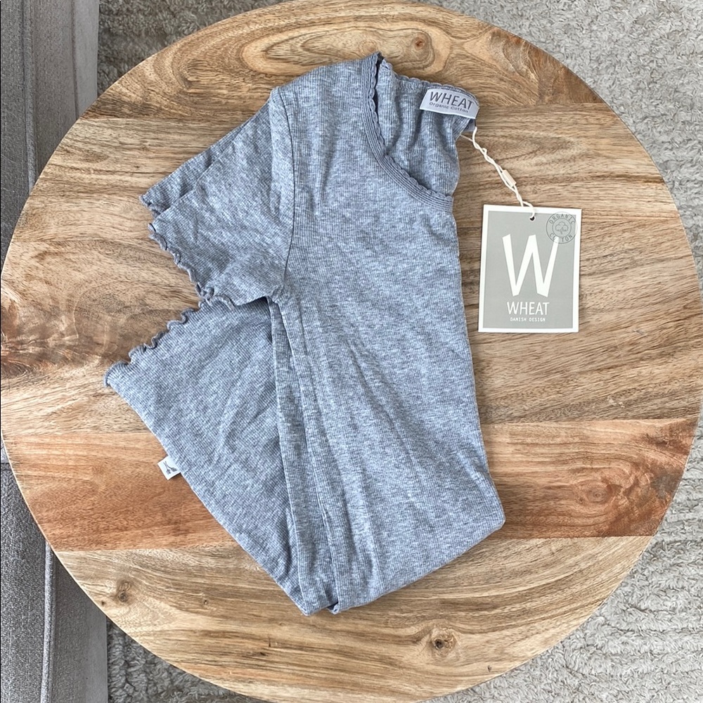 Wheat Organic Cotton Rib T-Shirt Lace SS